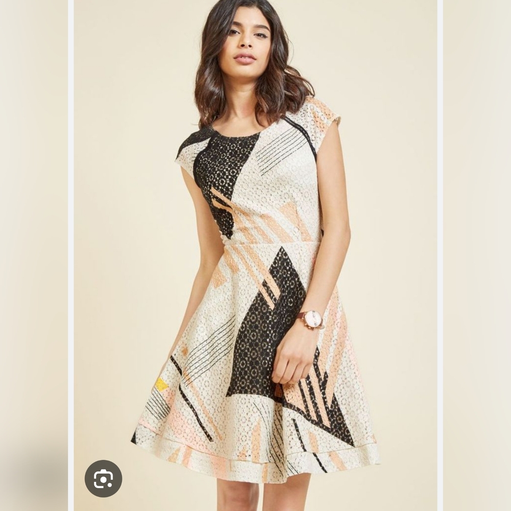 Modcloth Effortlessly Geometric Lace Dress